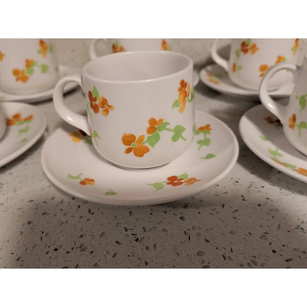 Noritake Progression China Happy Days 9069 Set Of 6 Tea Cups & Saucers